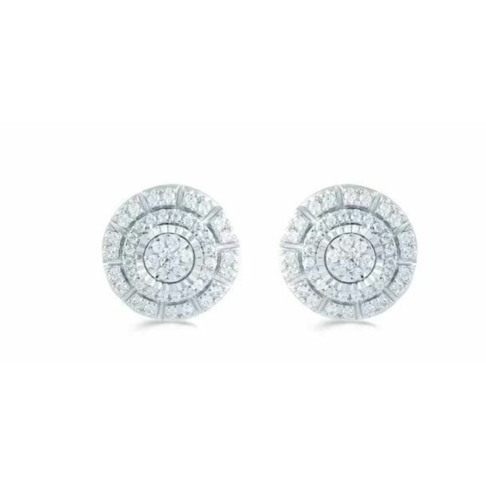 1/2Ct TW Diamond Round Cluster Stud Earring in Sterling Silver by Fifth …